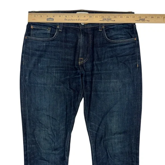 Buck Mason Jeans Mens 33x31 Blue Selvedge Denim Slim Dark Wash Faded USA Made - Picture 11 of 14